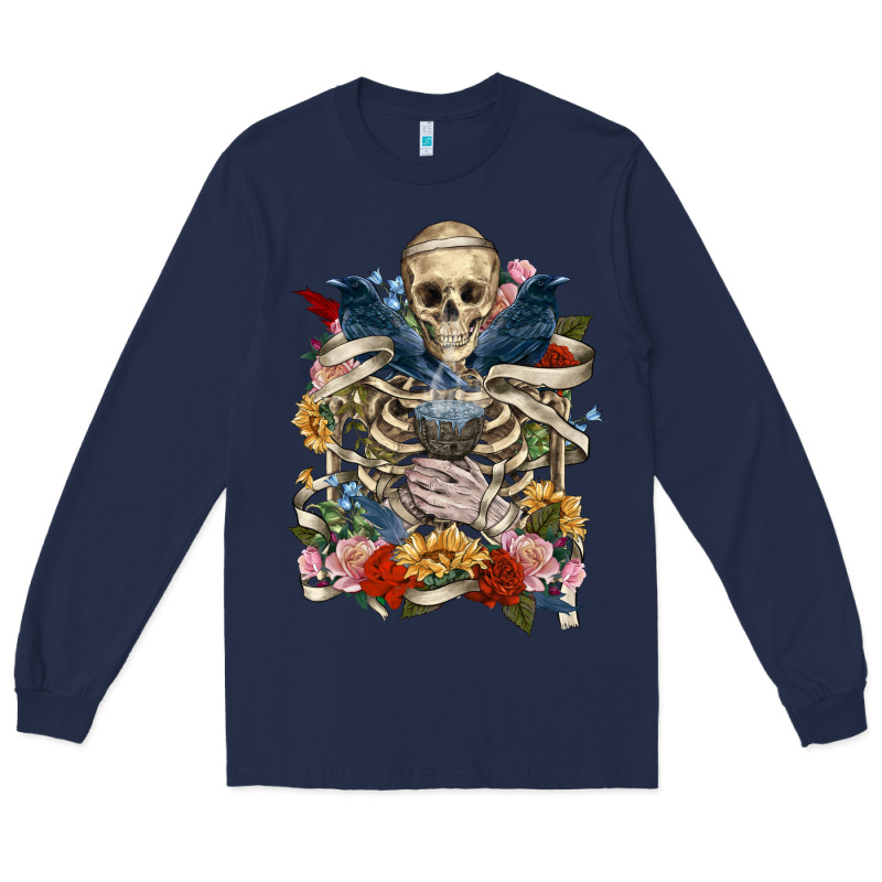Flower Boho Skull Skeleton Long Sleeve Tee by RanaPortraitStore | Teevron