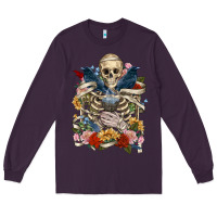 Plum Flower Boho Skull Skeleton Long Sleeve Tee - RanaPortraitStore