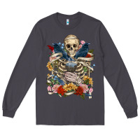Smoke Flower Boho Skull Skeleton Long Sleeve Tee - RanaPortraitStore