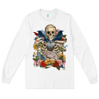White Flower Boho Skull Skeleton Long Sleeve Tee - RanaPortraitStore
