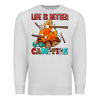 Dove Grey life is better by the campfire with marshmallows Premium Sweatshirt - AdoDesignShop