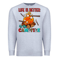 Heather Grey life is better by the campfire with marshmallows Premium Sweatshirt - AdoDesignShop