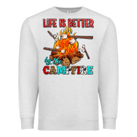 Oatmeal Heather life is better by the campfire with marshmallows Premium Sweatshirt - AdoDesignShop