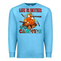 Ocean Blue life is better by the campfire with marshmallows Premium Sweatshirt - AdoDesignShop