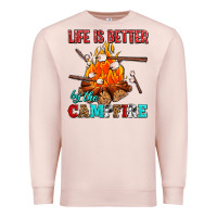 Pale Pink life is better by the campfire with marshmallows Premium Sweatshirt - AdoDesignShop
