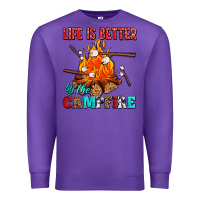 Purple life is better by the campfire with marshmallows Premium Sweatshirt - AdoDesignShop