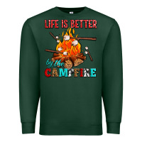 Sports Green life is better by the campfire with marshmallows Premium Sweatshirt - AdoDesignShop