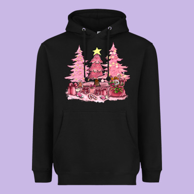 Pink Christmas Trees With Gift Box Bbs Heavyweight Hoodie Designed By Bundleandbundleshop