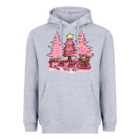 Heather Grey pink christmas trees with gift box bbs Heavyweight Hoodie - BundleAndBundleShop