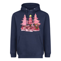 Navy pink christmas trees with gift box bbs Heavyweight Hoodie - BundleAndBundleShop