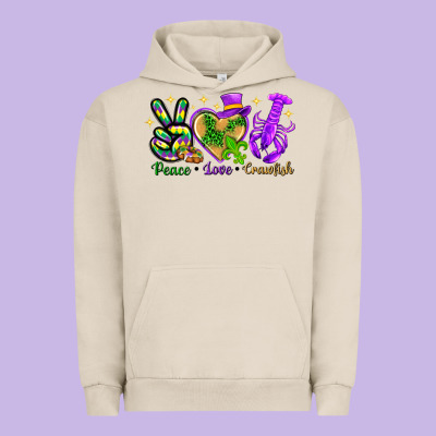 Peace Love Crawfish Urban Hoodie Designed By Nancycooperartshop