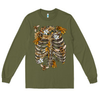 Army Green Flower rib cage bees Long Sleeve Tee - RanaPortraitStore