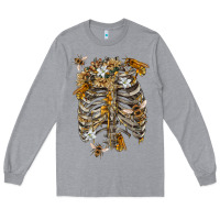 Heather Grey Flower rib cage bees Long Sleeve Tee - RanaPortraitStore