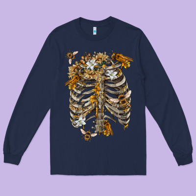 Long Sleeve Tee Flower rib cage bees
