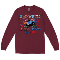 Burgundy red white wroom wroom wroom Long Sleeve Tee - AdoDesignShop