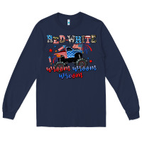 Navy red white wroom wroom wroom Long Sleeve Tee - AdoDesignShop