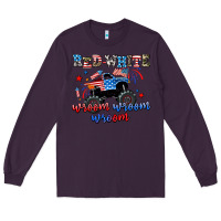 Plum red white wroom wroom wroom Long Sleeve Tee - AdoDesignShop