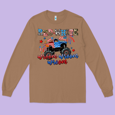 Red White Wroom Wroom Wroom Long Sleeve Tee Designed By Adodesignshop