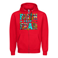 Red faith over fear Zipper Hoodie - Zillion Design Studio