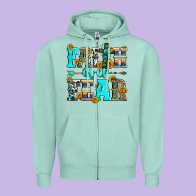 Faith Over Fear Zipper Hoodie Designed By Zillion Design Studio