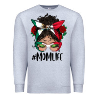 Heather Grey mexican mom life messy bun mama Premium Sweatshirt - BundleAndBundleShop