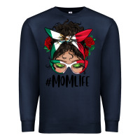Navy mexican mom life messy bun mama Premium Sweatshirt - BundleAndBundleShop