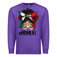 Purple mexican mom life messy bun mama Premium Sweatshirt - BundleAndBundleShop