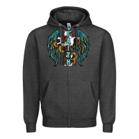 Charcoal Heather western wings cross Zipper Hoodie - RanaPortraitStore