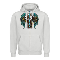 Dove Grey western wings cross Zipper Hoodie - RanaPortraitStore