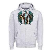 Heather Grey western wings cross Zipper Hoodie - RanaPortraitStore