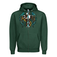 Sports Green western wings cross Zipper Hoodie - RanaPortraitStore