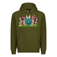 Army Green hop rabbit Premium Hoodie - MaliasSmallBusiness