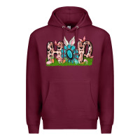 Burgundy hop rabbit Premium Hoodie - MaliasSmallBusiness