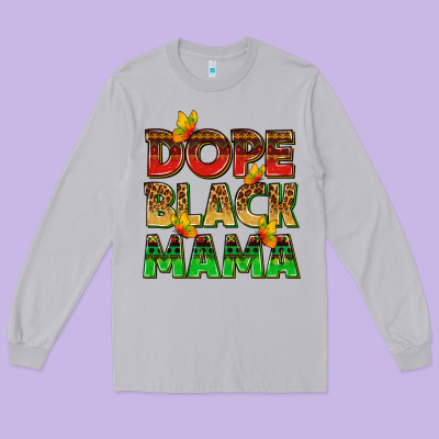 Long Sleeve Tee dope black mama with butterflies