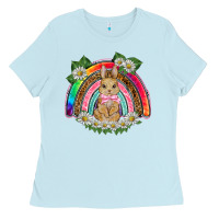 Baby Blue easter rabbit rainbow Ladies Tee - BarkalooDesign