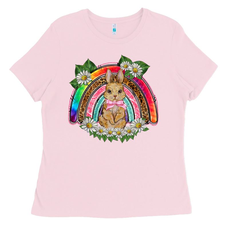 Easter Rabbit Rainbow Ladies Tee by BarkalooDesign | Teevron