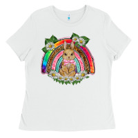 White easter rabbit rainbow Ladies Tee - BarkalooDesign