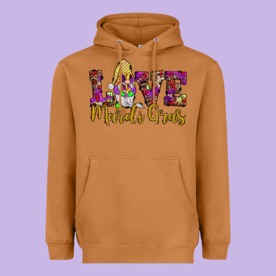 Love Mardi Gras Gnome Heavyweight Hoodie Designed By Jahusdesignshop