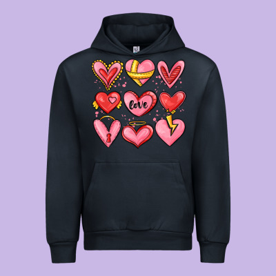 Sketch Hearts Urban Hoodie Designed By Maliassmallbusiness