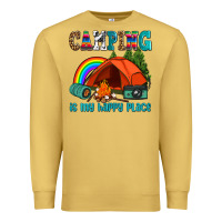Antique Gold camping is my happy  place Premium Sweatshirt - AdoDesignShop