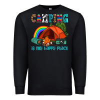 Black camping is my happy  place Premium Sweatshirt - AdoDesignShop