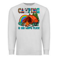 Dove Grey camping is my happy  place Premium Sweatshirt - AdoDesignShop