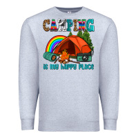 Heather Grey camping is my happy  place Premium Sweatshirt - AdoDesignShop