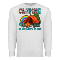 Oatmeal Heather camping is my happy  place Premium Sweatshirt - AdoDesignShop