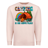 Pale Pink camping is my happy  place Premium Sweatshirt - AdoDesignShop