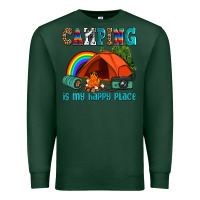 Sports Green camping is my happy  place Premium Sweatshirt - AdoDesignShop