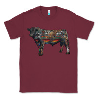 Burgundy black angus bull with western patterns Classic Tee - RanaPortraitStore