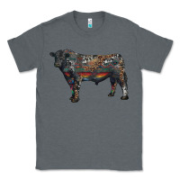 Charcoal Heather black angus bull with western patterns Classic Tee - RanaPortraitStore