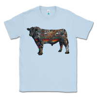 Dusty Blue black angus bull with western patterns Classic Tee - RanaPortraitStore
