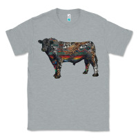 Heather Grey black angus bull with western patterns Classic Tee - RanaPortraitStore